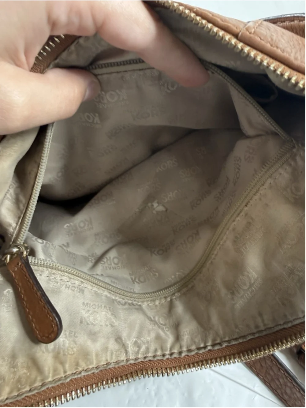 Michael Kors Large Brown Leather Shoulder Hobo Bag crossbody